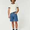 Pantaloni scurți din denim largi, peste genunchi Pantaloni scurți din denim largi, peste genunchi