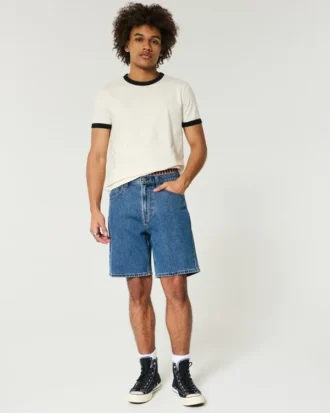 Pantaloni scurți din denim largi, peste genunchi
