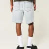Pantaloni scurți din denim largi, peste genunchi Pantaloni scurți din denim largi, peste genunchi