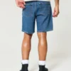 Pantaloni scurți din denim largi, peste genunchi Pantaloni scurți din denim largi, peste genunchi