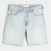 Pantaloni scurți din denim largi, peste genunchi Pantaloni scurți din denim largi, peste genunchi