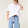 Pantaloni scurți din denim largi, spălați mediu
