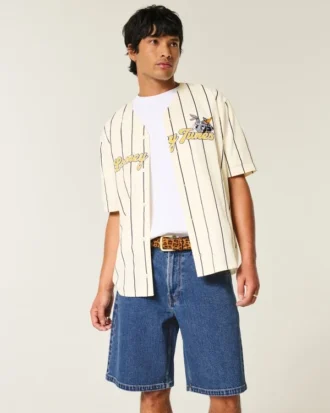 Pantaloni scurți din denim largi, spălați mediu