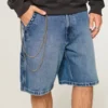 Pantaloni scurți din denim largi, spălați mediu Pantaloni scurți din denim largi, spălați mediu
