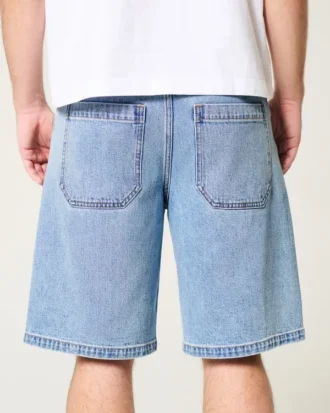 Pantaloni scurți din denim largi, spălați mediu