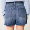 Pantaloni scurți din denim relaxați, cu talie înaltă, spălare medie închisă, 5″ Pantaloni scurți din denim relaxați, cu talie înaltă, spălare medie închisă, 5″