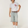 Pantaloni scurți din denim super largi cu broderie Spider Pantaloni scurți din denim super largi cu broderie Spider