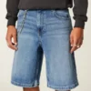 Pantaloni scurți din denim super largi cu grafică Eagle Pantaloni scurți din denim super largi cu grafică Eagle
