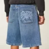Pantaloni scurți din denim super largi cu grafică Eagle Pantaloni scurți din denim super largi cu grafică Eagle