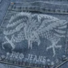 Pantaloni scurți din denim super largi cu grafică Eagle Pantaloni scurți din denim super largi cu grafică Eagle