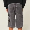 Pantaloni scurți din denim super largi cu imprimeu flacără