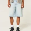 Pantaloni scurți din denim super largi, cu imprimeu grafic Dice, spălați ușor Pantaloni scurți din denim super largi, cu imprimeu grafic Dice, spălați ușor