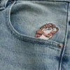 Pantaloni scurți din denim super largi, cu imprimeu Taz, spălați mediu Pantaloni scurți din denim super largi, cu imprimeu Taz, spălați mediu