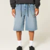 Pantaloni scurți din denim super largi, spălați mediu Pantaloni scurți din denim super largi, spălați mediu