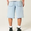 Pantaloni scurți din denim super largi, spălați ușor Pantaloni scurți din denim super largi, spălați ușor