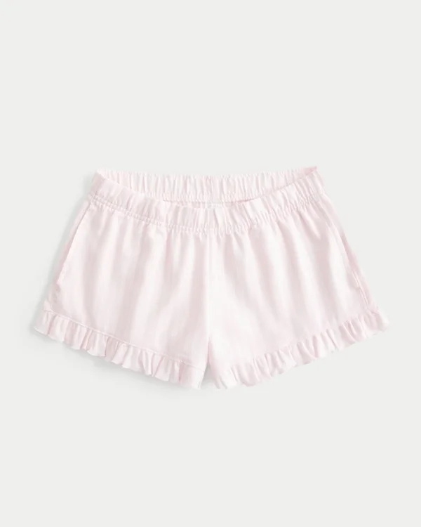 Pantaloni scurți din flanelă cu volane Pantaloni scurți din flanelă cu volane