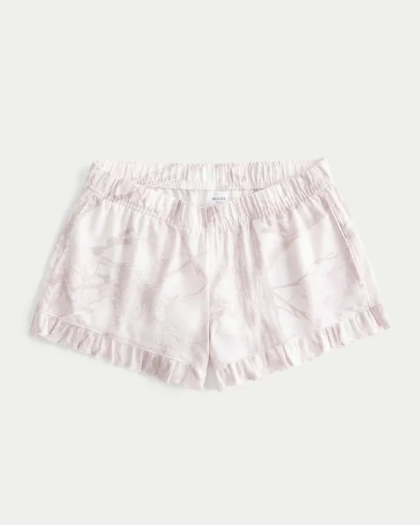 Pantaloni scurți din flanelă cu volane Pantaloni scurți din flanelă cu volane