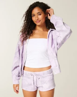 Pantaloni scurți din fleece camuflaj