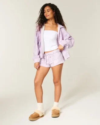Pantaloni scurți din fleece camuflaj