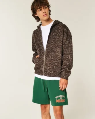 Pantaloni scurți din fleece cu imprimeu grafic University of Miami Hurricanes Pantaloni scurți din fleece cu imprimeu grafic University of Miami Hurricanes