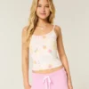 Pantaloni scurți din fleece cu imprimeu surf Pantaloni scurți din fleece cu imprimeu surf