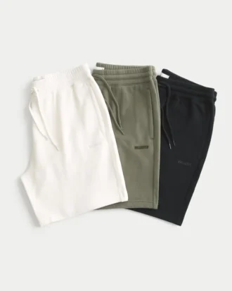 Pantaloni scurți din fleece cu logo, peste genunchi, pachet de 3 bucăți