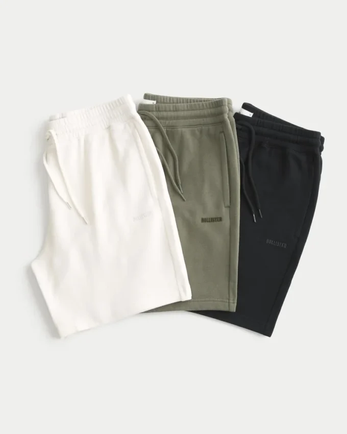 Pantaloni scurți din fleece cu logo, peste genunchi, pachet de 3 bucăți Pantaloni scurți din fleece cu logo, peste genunchi, pachet de 3 bucăți