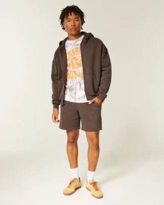 Pantaloni scurți din fleece peste genunchi Pantaloni scurți din fleece peste genunchi