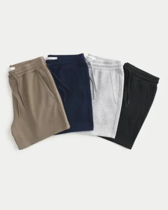 Pantaloni scurți din fleece peste genunchi, pachet de 4 bucăți