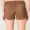Pantaloni scurți din imitație de piele întoarsă, cu talie joasă