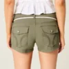 Pantaloni scurți din poplin cu talie joasă și șireturi Pantaloni scurți din poplin cu talie joasă și șireturi