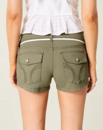 Pantaloni scurți din poplin cu talie joasă și șireturi