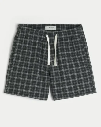 Pantaloni scurți din seersucker până la jumătatea coapsei