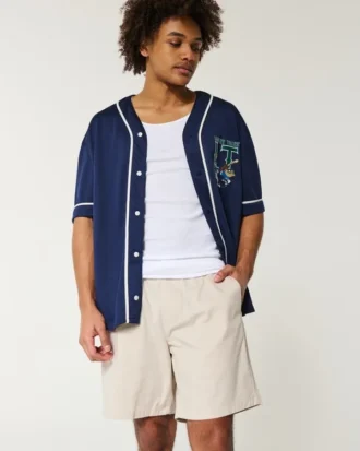 Pantaloni scurți din twill, peste genunchi, cu elastic