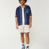 Pantaloni scurți din twill, peste genunchi, cu elastic Pantaloni scurți din twill, peste genunchi, cu elastic
