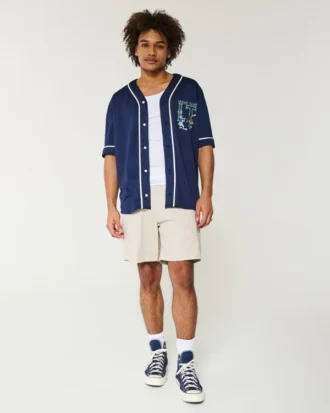 Pantaloni scurți din twill, peste genunchi, cu elastic