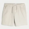 Pantaloni scurți din twill, peste genunchi, cu elastic Pantaloni scurți din twill, peste genunchi, cu elastic