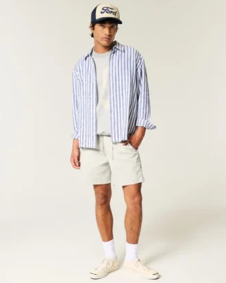 Pantaloni scurți din twill până la jumătatea coapsei