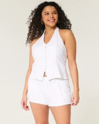 Pantaloni scurți Hollister Livvy din amestec de in, cu talie joasă, 3″