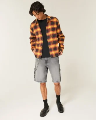 Pantaloni scurți largi din denim negru spălat
