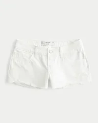 Pantaloni scurți mini din denim alb decolorat, cu talie joasă