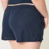 Pantaloni scurți moi din amestec de in, cu fundă laterală Pantaloni scurți moi din amestec de in, cu fundă laterală