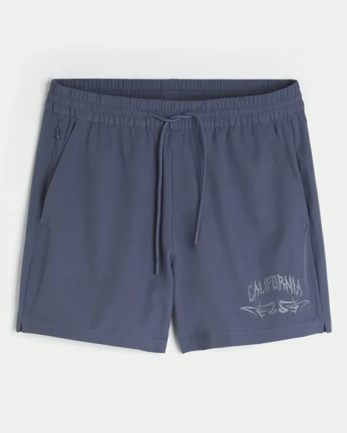 Pantaloni scurți sport cu imprimeu până la jumătatea coapsei Pantaloni scurți sport cu imprimeu până la jumătatea coapsei