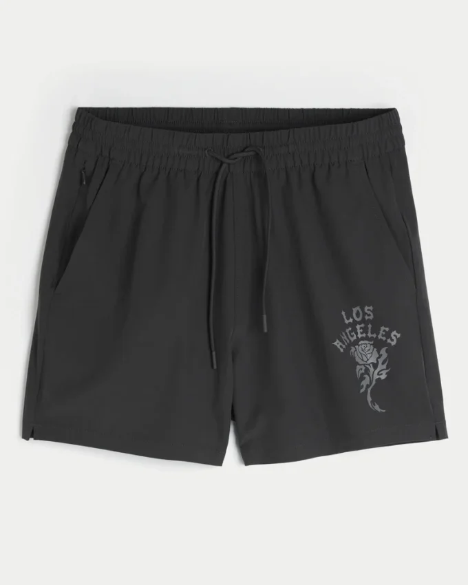 Pantaloni scurți sport cu imprimeu până la jumătatea coapsei Pantaloni scurți sport cu imprimeu până la jumătatea coapsei