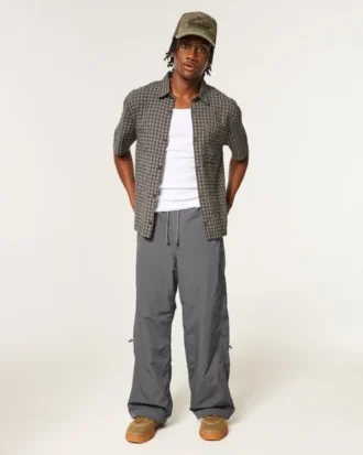 Pantaloni super largi din nailon