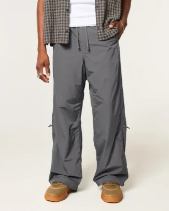 Pantaloni super largi din nailon