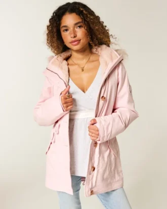 Parka căptușită cu blană artificială