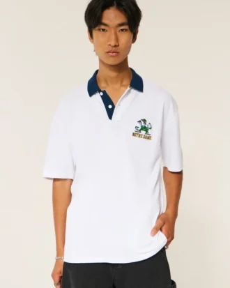 Polo cu imprimeu Boxy University of Notre Dame Fighting Irish