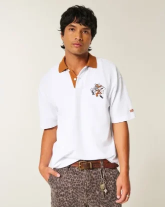 Polo cu imprimeu Boxy University of Texas at Austin Longhorns