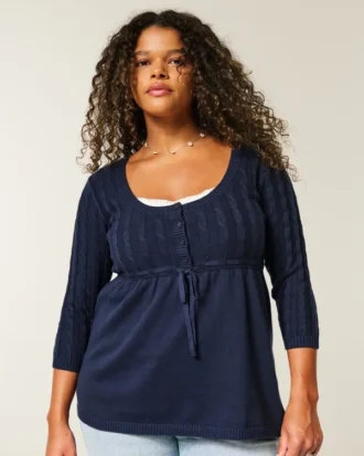 Pulover babydoll tricotat